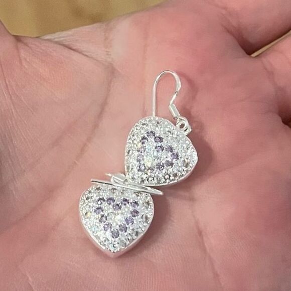 The Dangling Puff Heart earrings in 925 and cubic zirconia - Picture 2 of 7